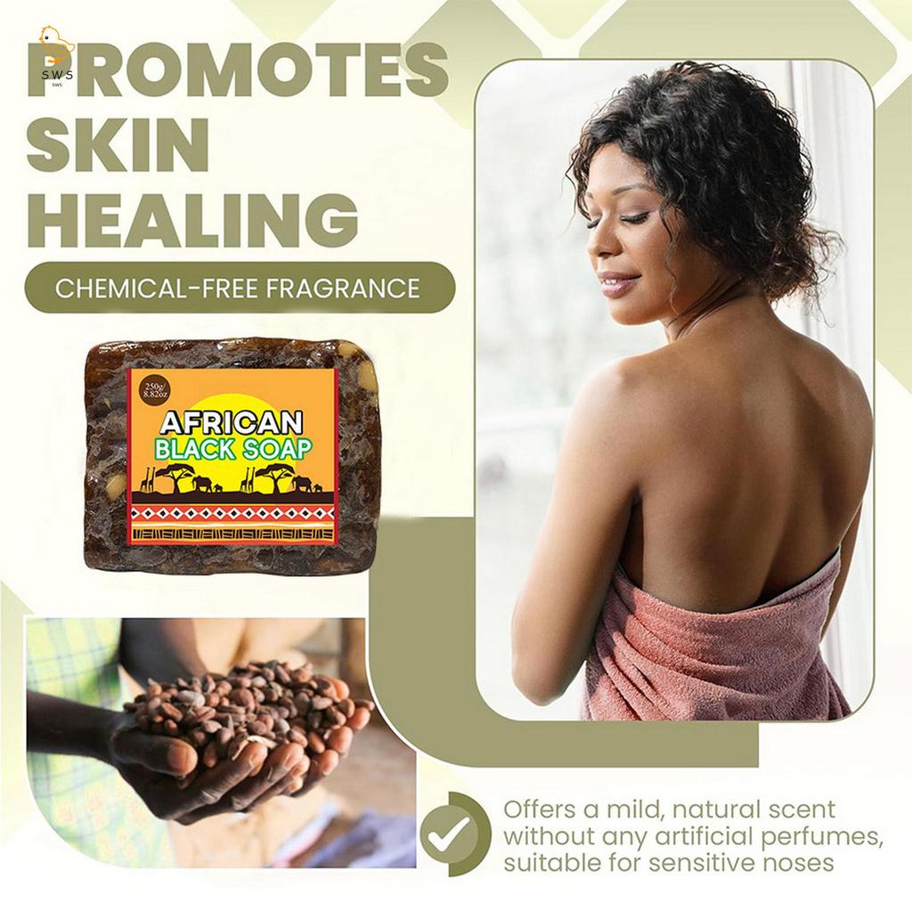 Shea-Butter African Black Soap บาร์ทําความสะอาดผิวกายทํามือพร้อมกลิ่นน้ําหอมกาแฟสําหรับผิวแพ้ง่าย
