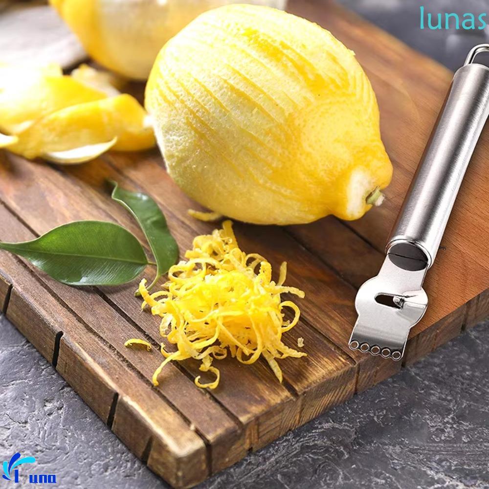 LUNASOL Lemon Zester, แขวนห่วงสแตนเลสเครื่องขูดผลไม้ซิตรัส, ครัวเรือนคู่มือกันสนิมช็อกโกแลต Zester ข