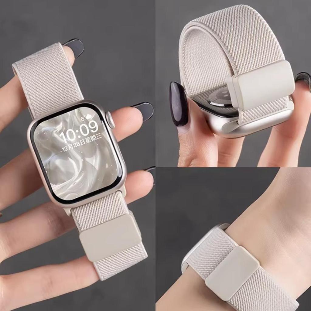 สายรัดสร้อยข้อมือยืดหยุ่นแม่เหล็กเข้ากันได้กับ แอปเปิล ดู พิเศษ 3 49 มม. ส11 10 42/46 มม. ฉันดู ชุด 9 8 7 41/45 มม. 6 5 4 กับ 40/44 มม