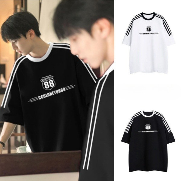 Chaistyle เสื้อแขนสั้นคลาสสิกอเมริกัน เสื้อแขนยาวลายทาง สไตล์การจับคู่สีที่เรียบง่าย