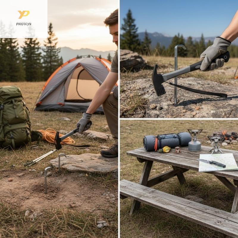 PPY เต็นท์ค้อน Ergonomic Camping Hammer พร้อม Stake Puller เครื่องมือเต็นท์กลางแจ้ง