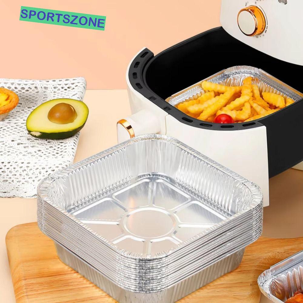 SPORTSZONE 30 ชิ้นอลูมิเนียมฟอยล์ถาดอบ, 6/7/8/9 นิ้ว Non-Stick Air Fryer กระทะ,ถาดอบสแควร์นํากลับมาใช้ใหม่เกรดอาหารอลูมิเนียมฟอยล์ชาม Take Out