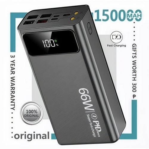 🚀【รับประกัน 5 ปี】🎁ต้นฉบับต้นฉบับ 150000mAh Power Bank ชาร์จเร็วพร้อมอินเทอร์เฟซอินพุต USB 3 4 พอร์ตเ