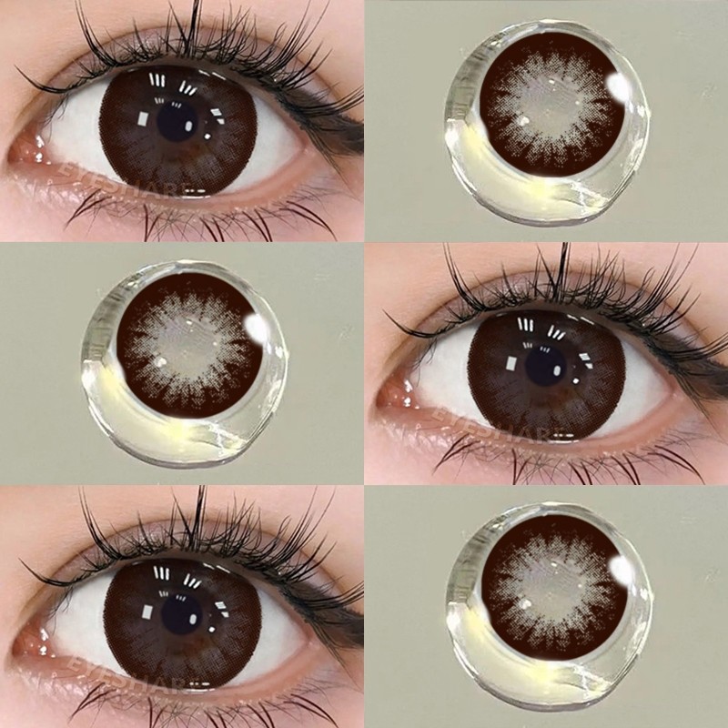 2PCS\pair คอนแทคเลนส์สี High Gloss ช็อกโกแลตคอนแทคเลนส์ Natural black Beautyeye 14.5 มม.