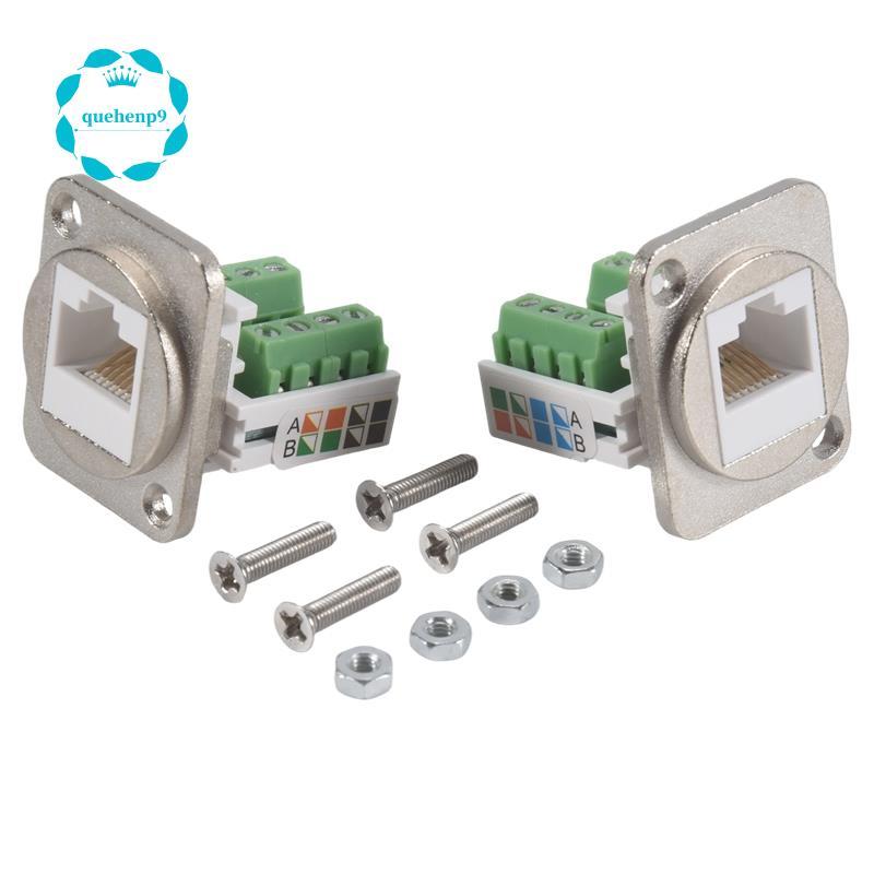 [Fast Q9]อะแดปเตอร์เทอร์มินัลสกรูเมาท์แผง RJ45 2 ชิ้น, ขั้วต่อเมาท์แผงตัวเมีย RJ45/8P8C, RJ45 Solder