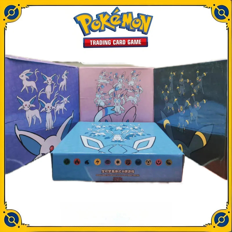 รวบรวมต้นฉบับ PKM การ์ด PTCG การ์ดจีนน้ําแข็ง Eevee GX ของขวัญกล่อง Sun Ibrahimovic Moon Eevee Fairy