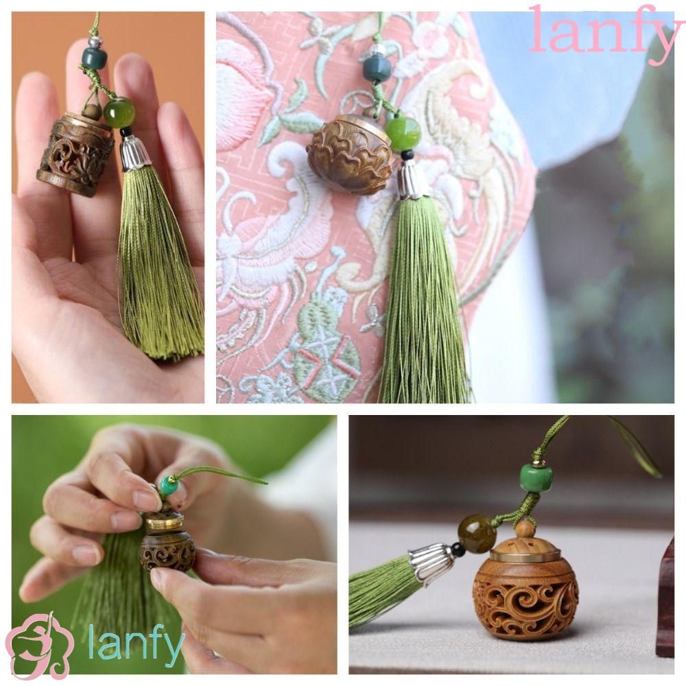 พวงกุญแจ LANFY, โซ่โทรศัพท์มือถือแกะสลักกลวง, ฝาเกลียว สไตล์จีนที่ละเอียดอ่อนมินิซองรถจี้กระจายกลิ่นหอม
