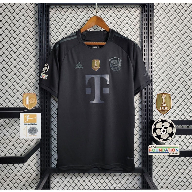 Bayern Munich 2023-24 สีดําชุดรุ่นพิเศษเสื้อฟุตบอลเสื้อฟุตบอลกีฬาเสื้อยืดแฟนเวอร์ชั่น