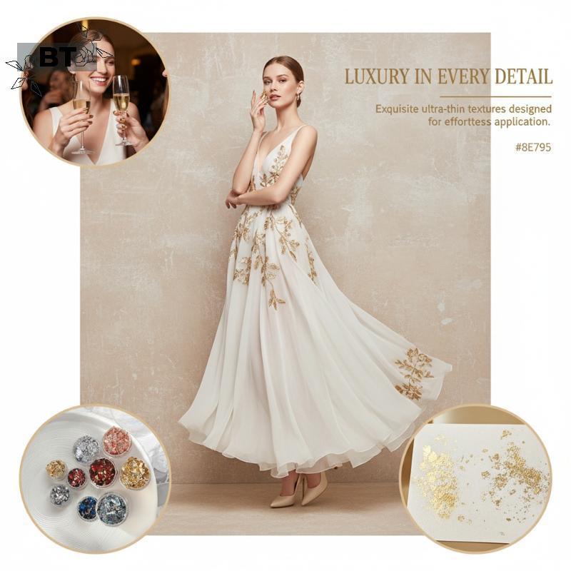 BT 6 Jars Gold Silver Irregular Nail Sequins & Glitter สําหรับทําเล็บ [NUW]