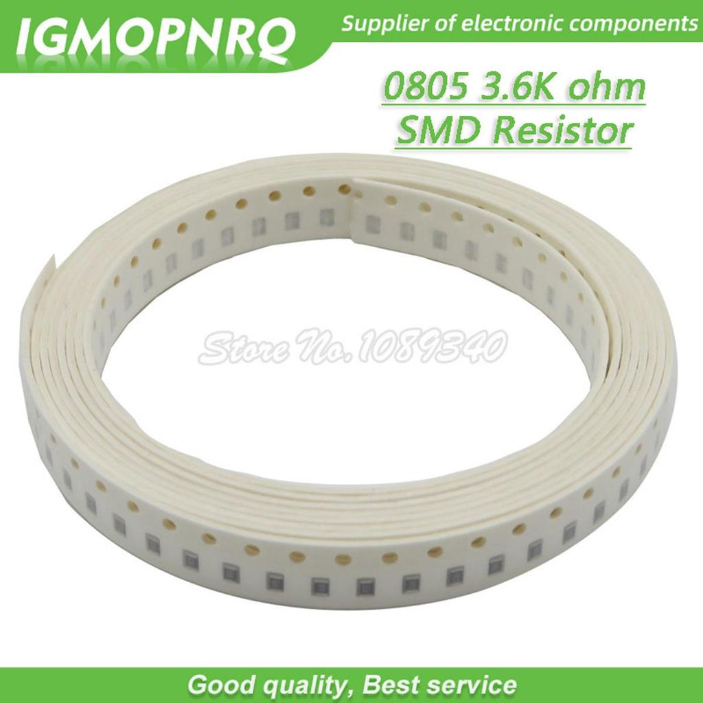 300pcs 0805 ตัวต้านทาน SMD 3.6K โอห์มชิปตัวต้านทาน 1/8W 3.6K 3K6 โอห์ม 0805-3.6K
