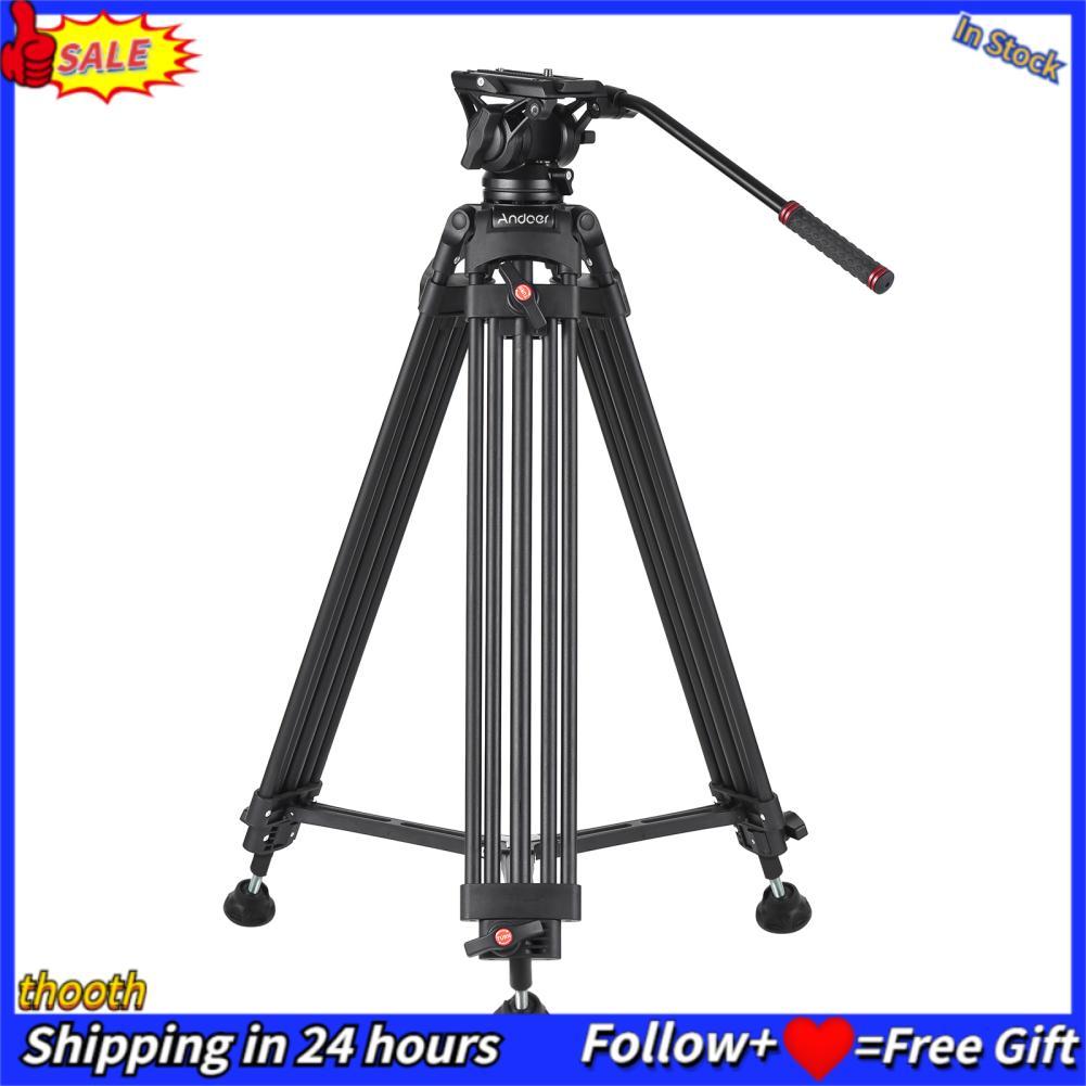 Thooth Thooth Andoer D1801 ขาตั้งขาตั้งกล้องถ่ายภาพมืออาชีพอลูมิเนียมอัลลอยด์ 360 ° Panoramaของเหลวห