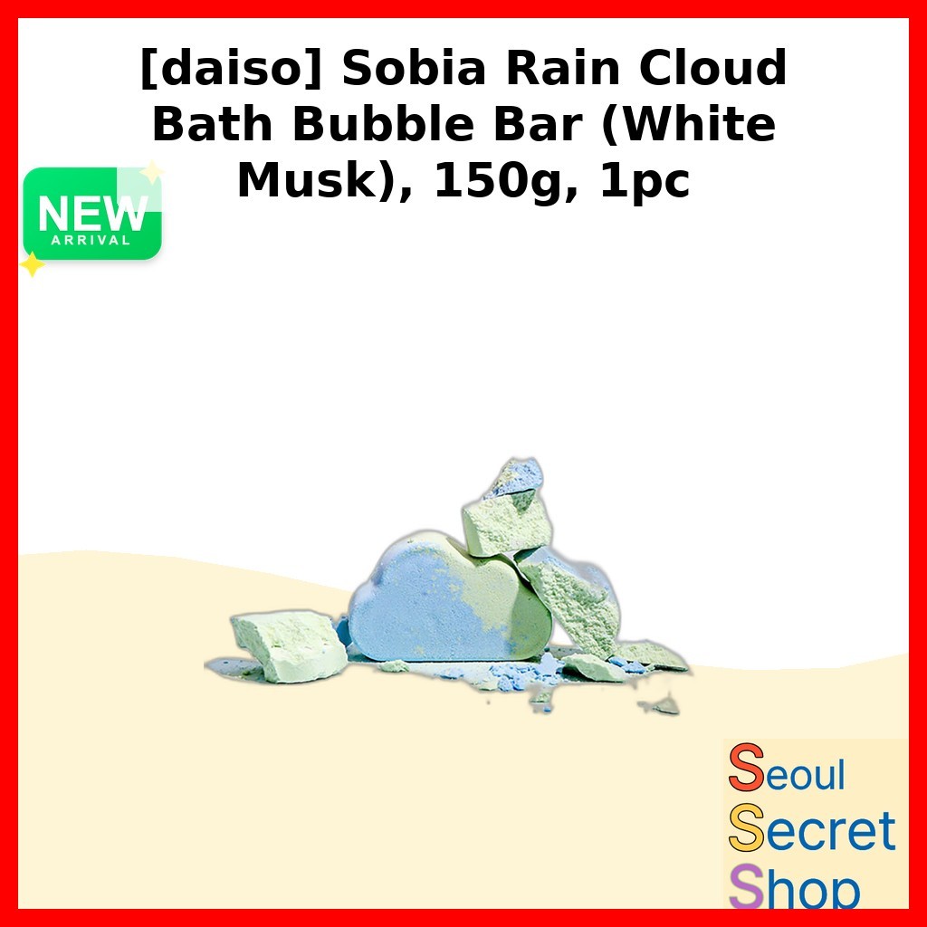 [daiso] Sobia Rain Cloud Bath Bubble Bar (White Musk), 150g, 1pc / Korean Bubble Bar / Cloud-Shaped 