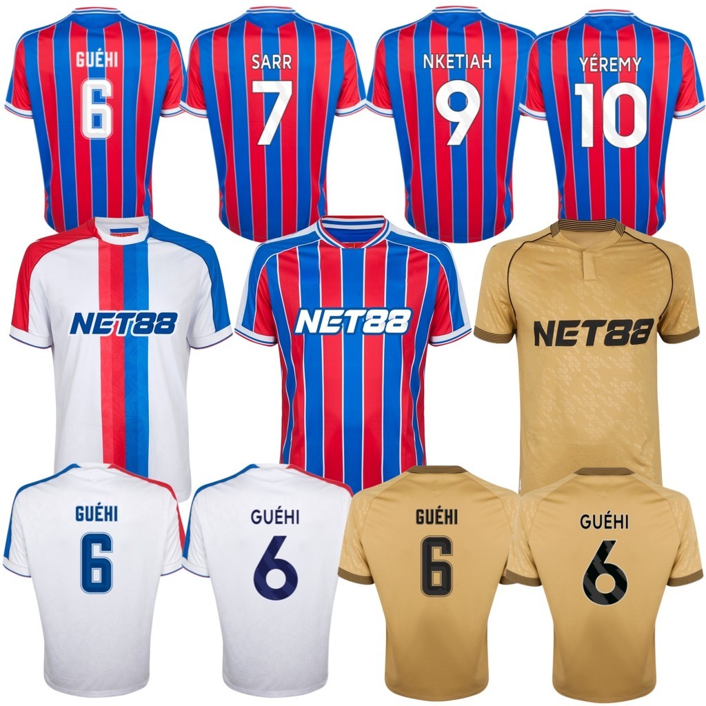 S-XXL Crystal Palace 2025/26 Fans Edition เสื้อแข่งฟุตบอลแขนสั้นสําหรับบ้านของผู้ชาย