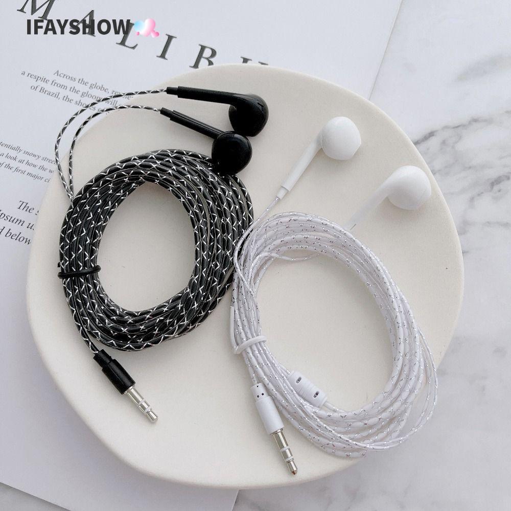 IFAYSHOW ชุดหูฟังแบบมีสาย 1 ชิ้น, 2 เมตร/ความยาวสายเคเบิล Anchor Bass ที่อุดหู, สีดําสีขาว 3.5 มม. การตรวจสอบการบันทึกเกมคอมพิวเตอร์สดหูฟัง