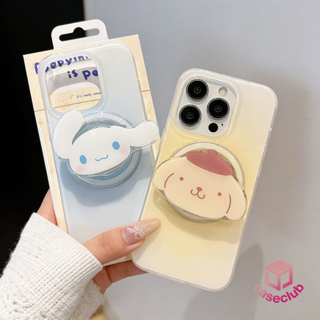 เคสโทรศัพท์พร้อมขาตั้งสุนัขน่ารัก สำหรับ iPhone 13 14 17 11 12 Pro 16 7 8 Plus 15 Pro Max X/Xr/Xs ซานริโอ น่ารัก การ์ตูน
