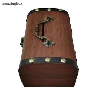 ABTH 1 ชุด Vintage Treasure กล่องเก็บไม้หีบสมบัติ Lo Piggy Bank Organizer กล่องสําหรับตกแต่งบ้าน Vary