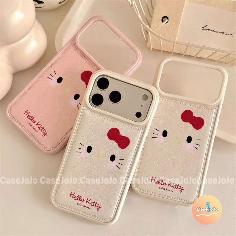 เคสไอโฟน Kitty ลายหนังนุ่ม สไตล์คิตตี้ น่ารักสุดๆ เคสหนังสัมผัสนุ่ม สำหรับ iPhone 15 Pro Max 16 Plus 13 12 Pro 11 14 17