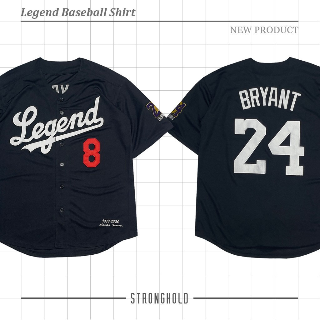 Mamba Boss เคาท์วอร์ด No. 8 Legendary Classic Flip Logo Baseball Shirt สไตล์ Y2K สำหรับแฟชั่น.street
