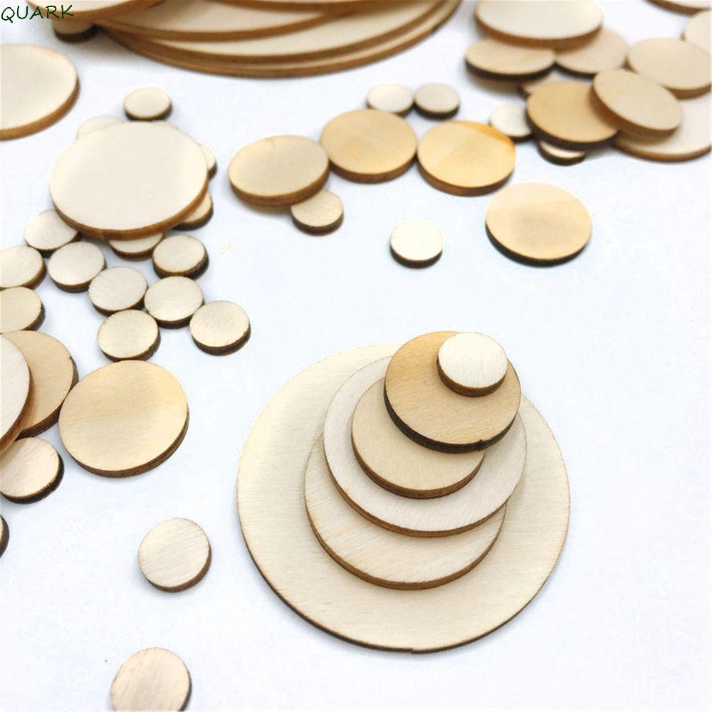 QUARK ไม้หัตถกรรมไม้วงกลมธรรมชาติวงกลมแผ่น DIY หัตถกรรม 5-100 ชิ้นเครื่องประดับวันเกิด Decor