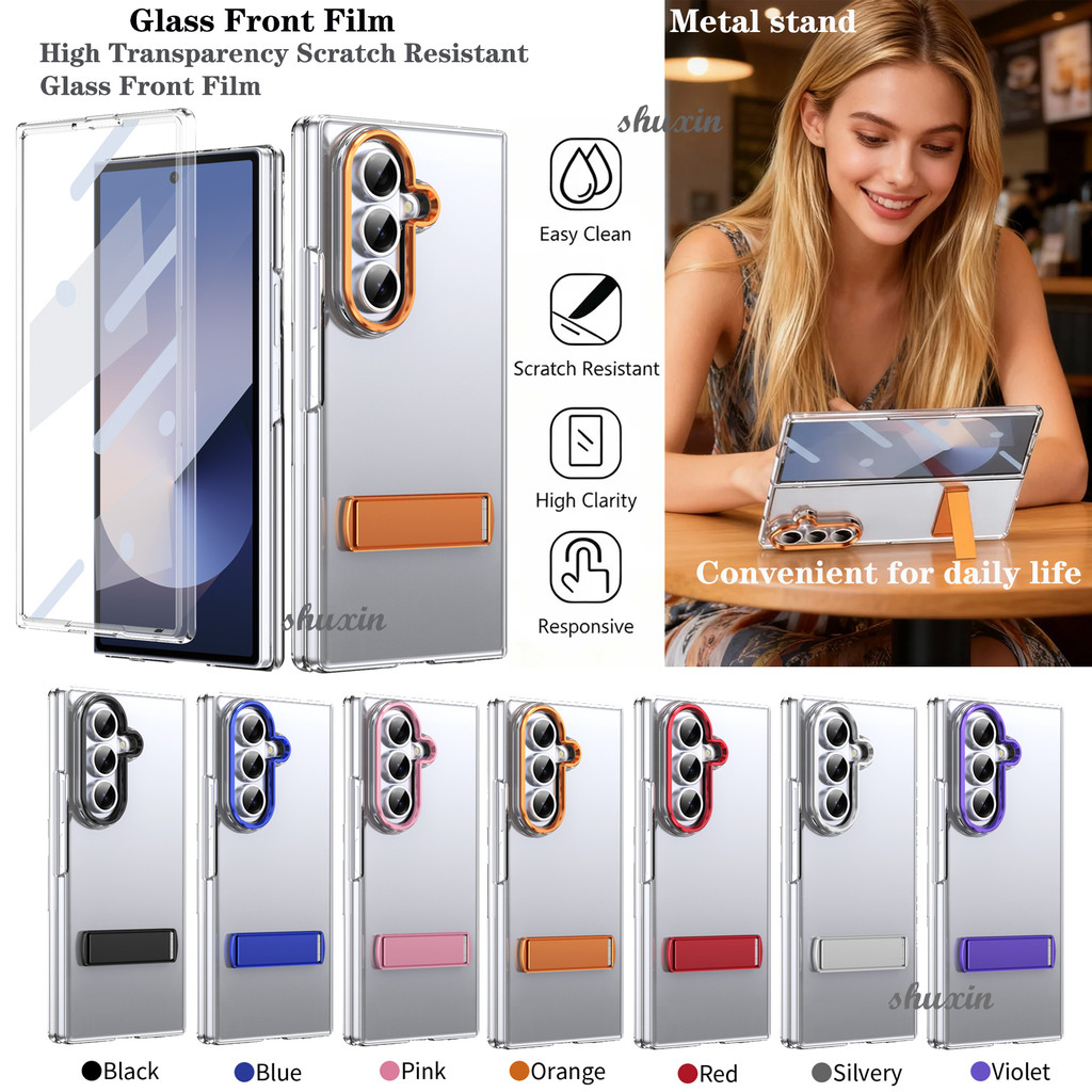 High-Transparency Hard PC พับสําหรับ Samsung Galaxy Z Fold8 Ultra Fold7 Fold6 5 4 3 เลนส์กันกระแทกแหวนปลอกพร้อมฟิล์มนิรภัยป้องกันหน้าจอด้านหน้า