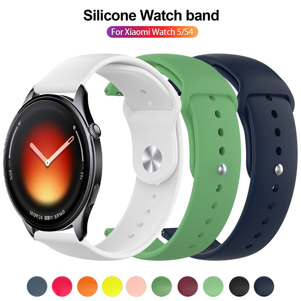 22 มม.20 มม.สายนาฬิกาซิลิโคนสําหรับ Xiaomi นาฬิกา 5 สายคล้องคอสําหรับ Xiaomi Mi นาฬิกาสีสําหรับ Mi น