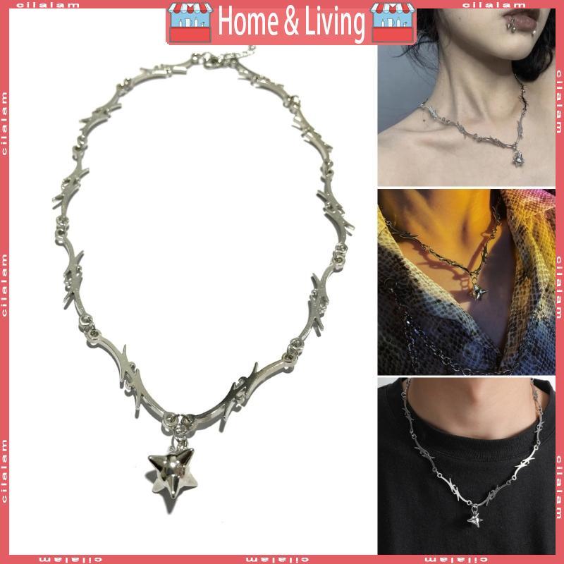 สร้อยคอนามธรรมปังค์สำหรับผู้หญิง พร้อมโซ่หิน สไตล์ Eboy และ Egirl