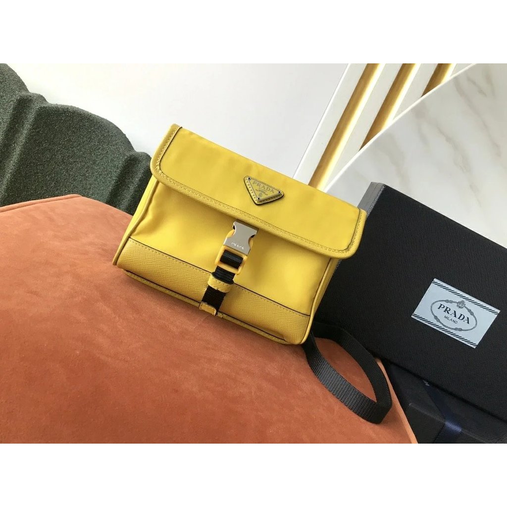 กระเป๋าโทรศัพท์มือถือ PRADA 2ZH108 ขนาด 19x13x3 ซม., ผลิตจากผ้าไนลอน, มาพร้อมสายคล้องไหล่ที่สามารถถอ