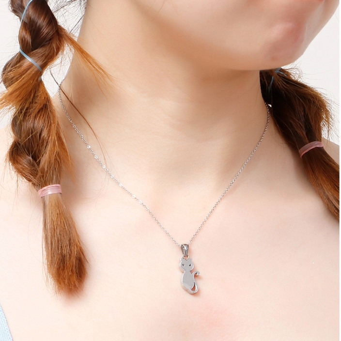 ชุดสร้อยคอแมวน่ารักและเรียบง่ายทําจากสแตนเลส 316ล | ต่างหูสตั๊ดแมวน่ารักปลอดภัยสําหรับผิวแพ้ง่ายดีไซ