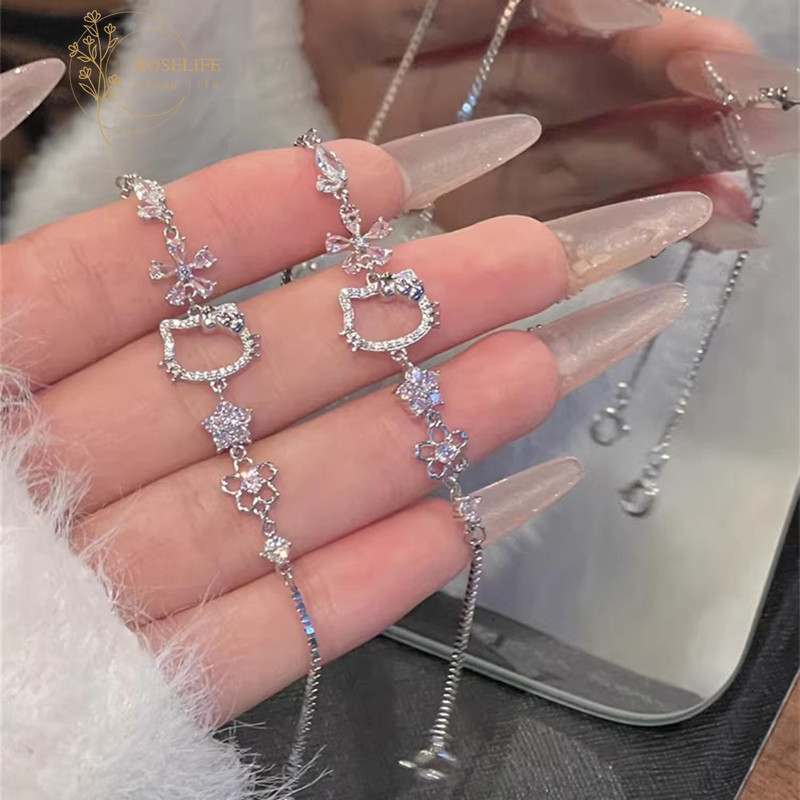 สร้อยข้อมือซากุระคิตตี้สีชมพูหวาน เหมาะสำหรับผู้หญิง เพิ่มความสดใสให้วันของคุณ