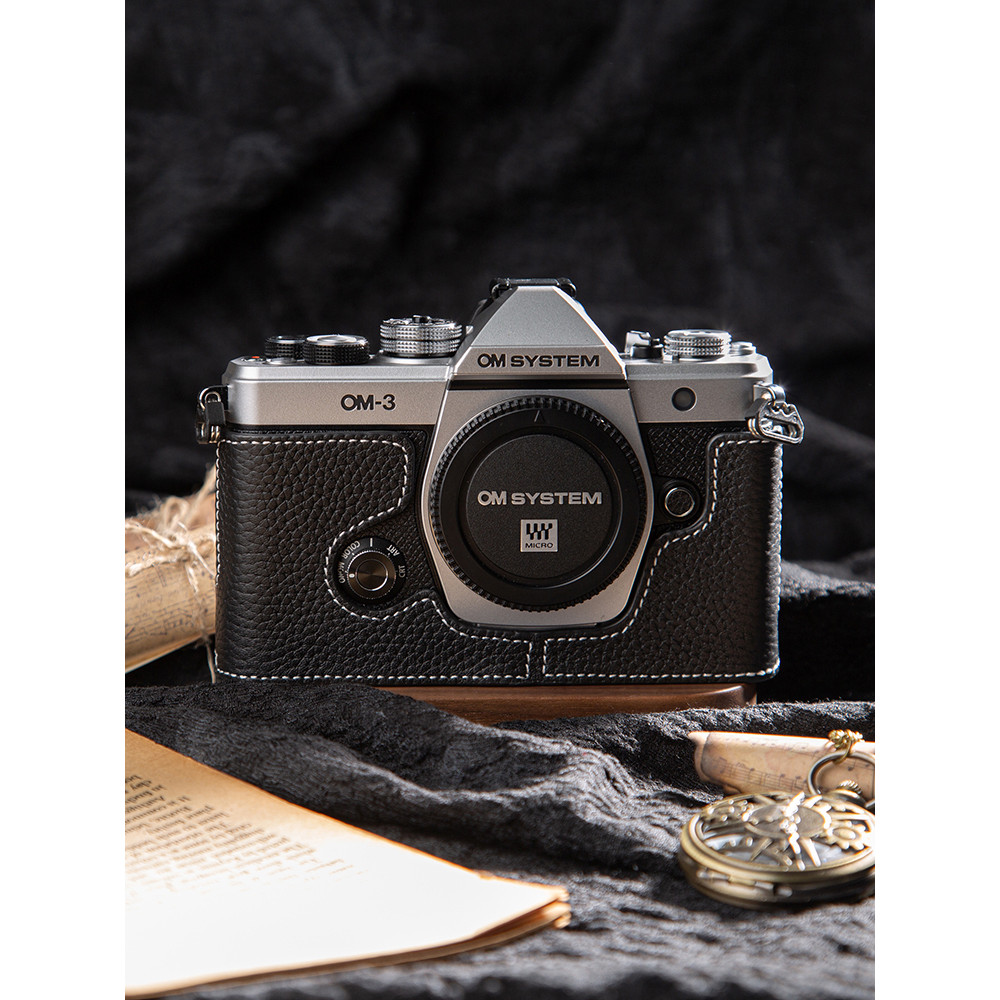 Olympus OM-3 เคสหนังเคสฐานหนังวัวชั้นแรก Olympus OM3 เคสป้องกันอุปกรณ์เสริมกระเป๋ากล้อง