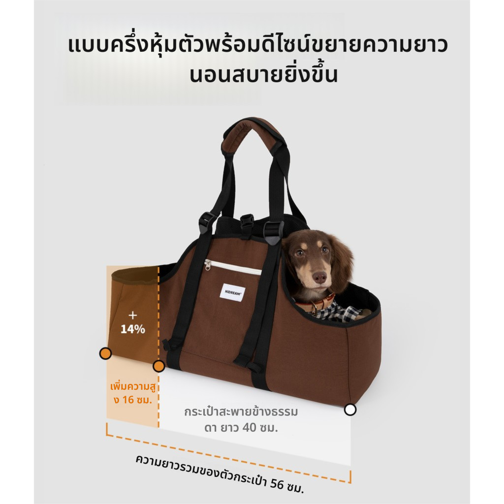 HiDREAM สัตว์เลี้ยงออกไปกระเป๋าไหล่พกพากระเป๋าถือสุนัขไส้กรอกเบาสัตว์เลี้ยงกระเป๋าเดินทาง [QINGXI _ PET] ราคา ถูกที่สุด ดีลบีเคเค แกลเลอรีภาพที่ 3