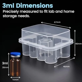 ALLUCK Microtube กล่องเก็บ, Stackable Vial Storage กล่องเปปไทด์พลาสติก 3/5/7/10mL จำนวนช่อง 2 / 10 และ 24 ช่อง