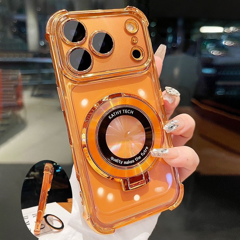 หรูหราขาตั้งแม่เหล็กสําหรับชาร์จไร้สายชุบเคสโทรศัพท์สําหรับ ไอโฟน 17 16 15 14 13 12 11 มือโปร สูงสุด 16 บวก อากาศ ปิดบัง