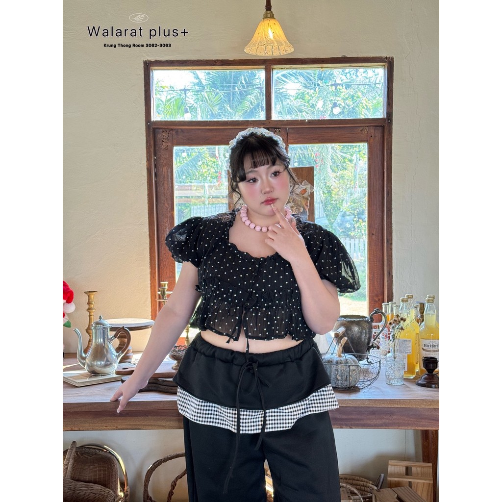 Polka Dot - เสื้อแขนตุ๊กตา ลาย Polka dot อก 38-52 นิ้ว มี 3 สี เสื้อสาวอวบ ไซส์ใหญ่