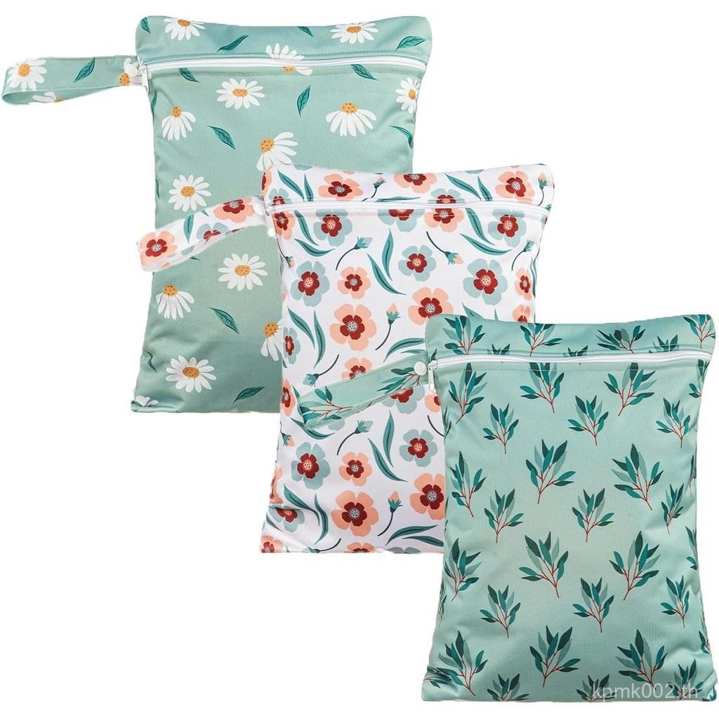 Happy Flute 3 ชุด Wet Bag Storage Bag Zipper กันน้ํา Washable Travel Bags, Beach, Pool, Gym Bag for 