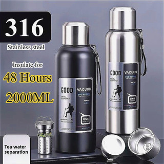 600-2000ml 316 Stainless Steel Thermos Bottle/ Sport Thermal Water Bottle /Outdoor Campping Vacuum Flasks/Keep Cold and Hot