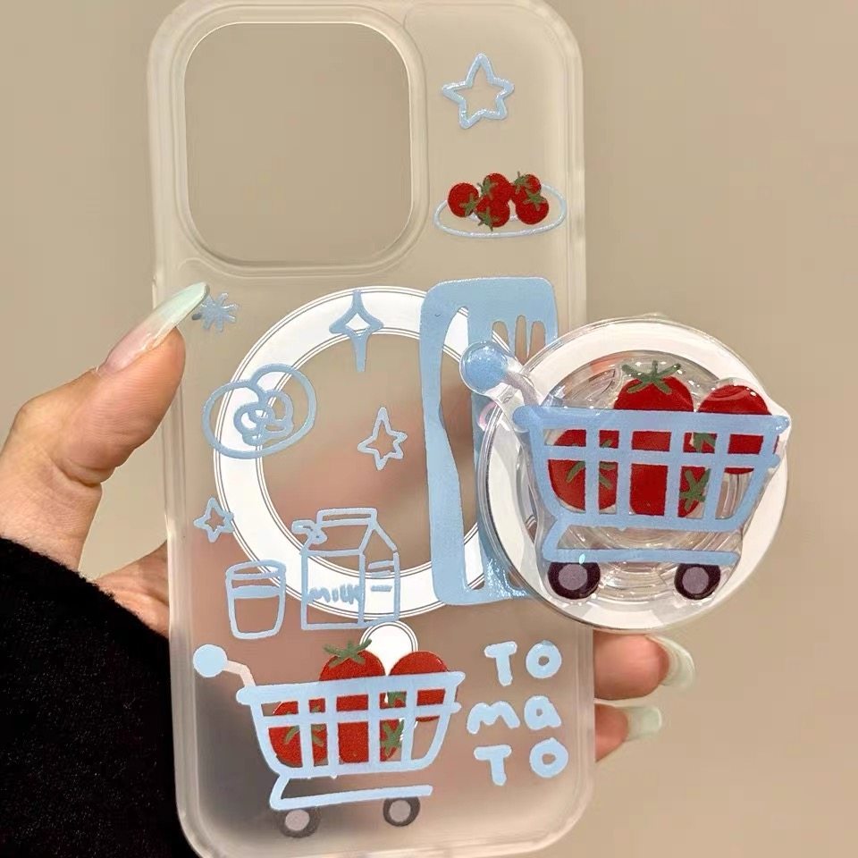 Creative รถเข็นมะเขือเทศวงเล็บแม่เหล็กเหมาะสําหรับ Samsung S25ultra เคสโทรศัพท์ S24FE กันกระแทก S23 + สไตล์ใหม่ S26ultra Frosted S21 + สดขนาดเล็ก ราคา ถูกที่สุด ดีลบีเคเค แกลเลอรีภาพที่ 5