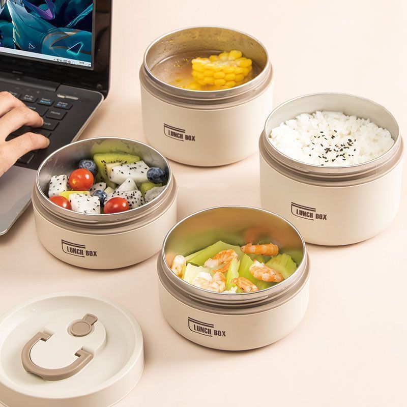 微波炉可用不锈钢上班族微保温饭盒学生带饭餐盒便携加热便当盒1.17Microwave Safe Stainless Steel Office Worker Insulated Lunch Box St