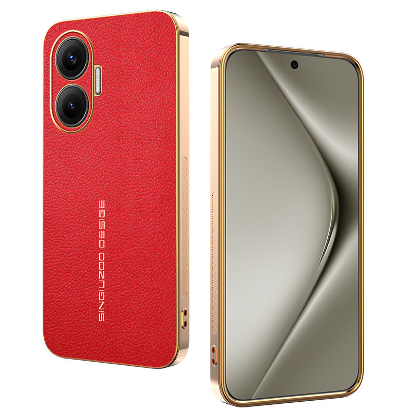 สําหรับ Redmi Turbo 4 Pro, Poco F7 5G, เคสโทรศัพท์ลายลิ้นจี่เคลือบด้วยไฟฟ้าขายร้อน, หนังคุณภาพสูงป้องกันการตกฝาครอบป้องกัน