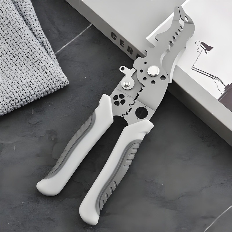 Bright Crown รุ่นใหม่ล่าสุด คีมปอกสายไฟ คีมช่างไฟฟ้าวัสดุสแตนเลส ตัดได้ทั้งสายอ่อนและสายแข็งคีมอเนกประสงค์ NO2040 - รูปที่ 6