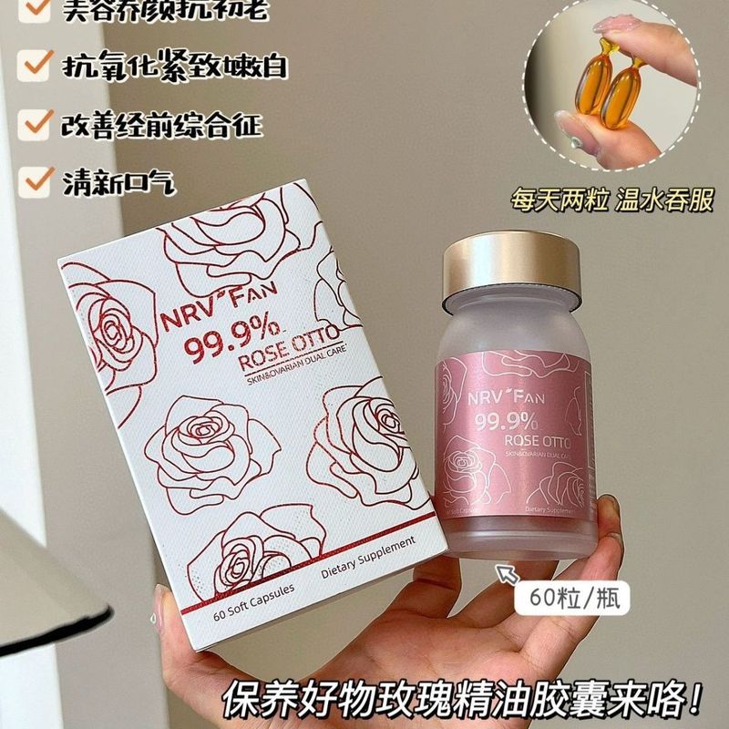 American NRVFAN Rose Essential Oil Soft Capsules Skin Nourishing Oral Outfit ภายในปรับ 60 อย่างเป็นท
