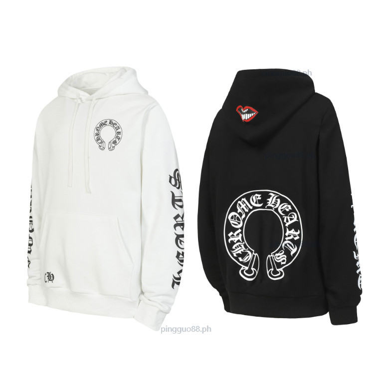 เสื้อฮู้ดพร้อมโลโก้เกือกม้าขนาดใหญ่และป้าย.Cross.Rune.Letter พิมพ์ลายรอบคอ เหมาะสำหรับผู้ชายและผู้หญิง