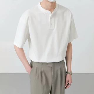CLIFFเสื้อฮีนลี่คอปีกรุ่นฤดูร้อน เสื้อแขนสั้นหลวมสีพื้น สไตล์สบาย ๆ เกาหลี ดูผอม ไม่ต้องรีดผ้า