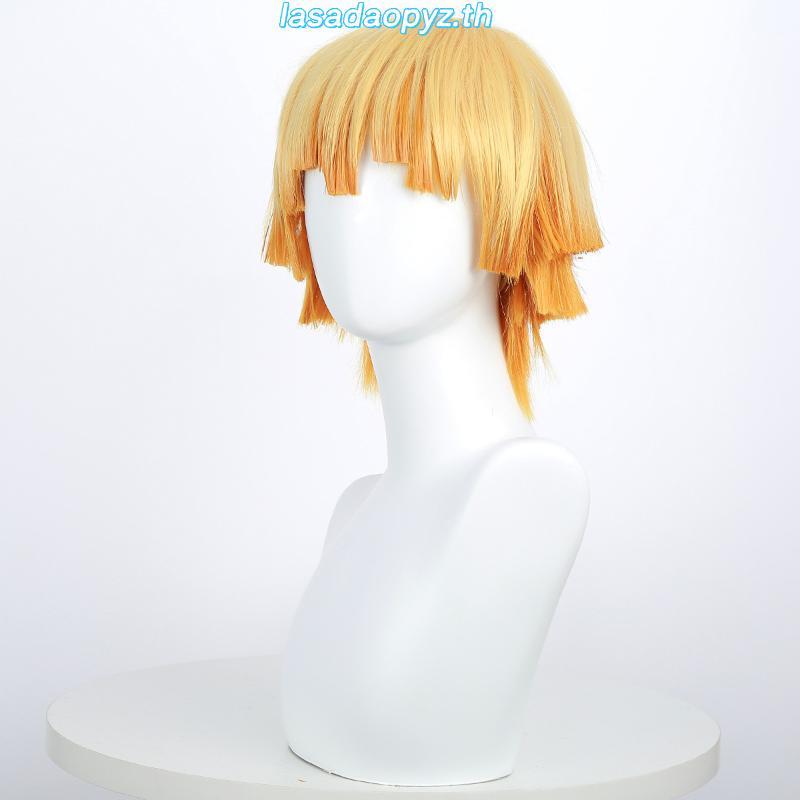 Anime Demon Slayer Agatsuma Zenitsu Cosplay Wig 32cm Yellow Gradient Heat Resistant Synthetic Hair