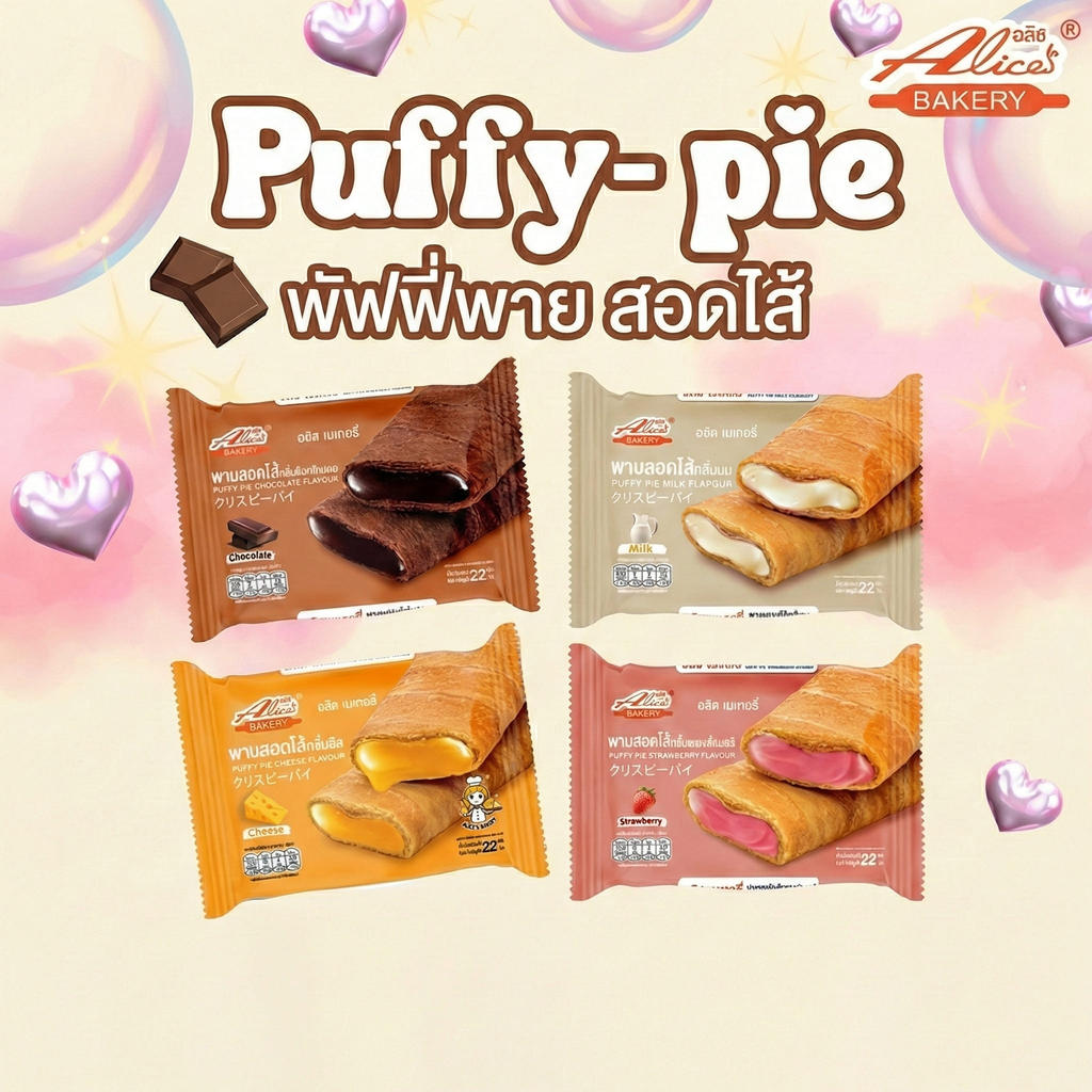 พายกรอบ สอดไส้ มีให้เลือกหลายรส อลิซ เบเกอรี่ Alice Bakery