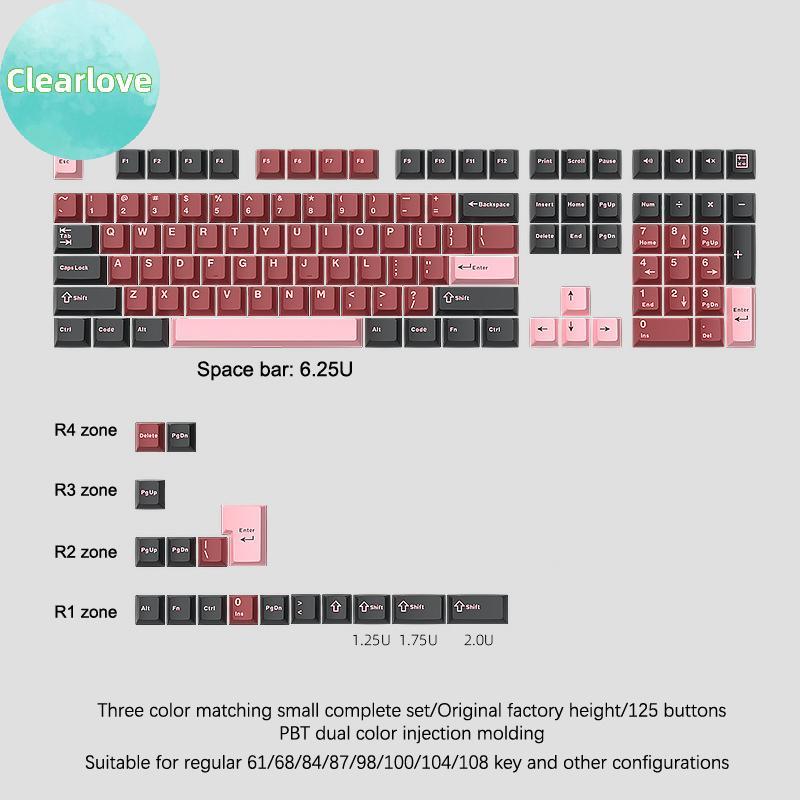 Clearlove 126 คีย์ Double Shot Keycap PBT Cherry คีย์บอร์ดเกมสําหรับ MX Keycap GMK67 GMK87 GMK61 คีย