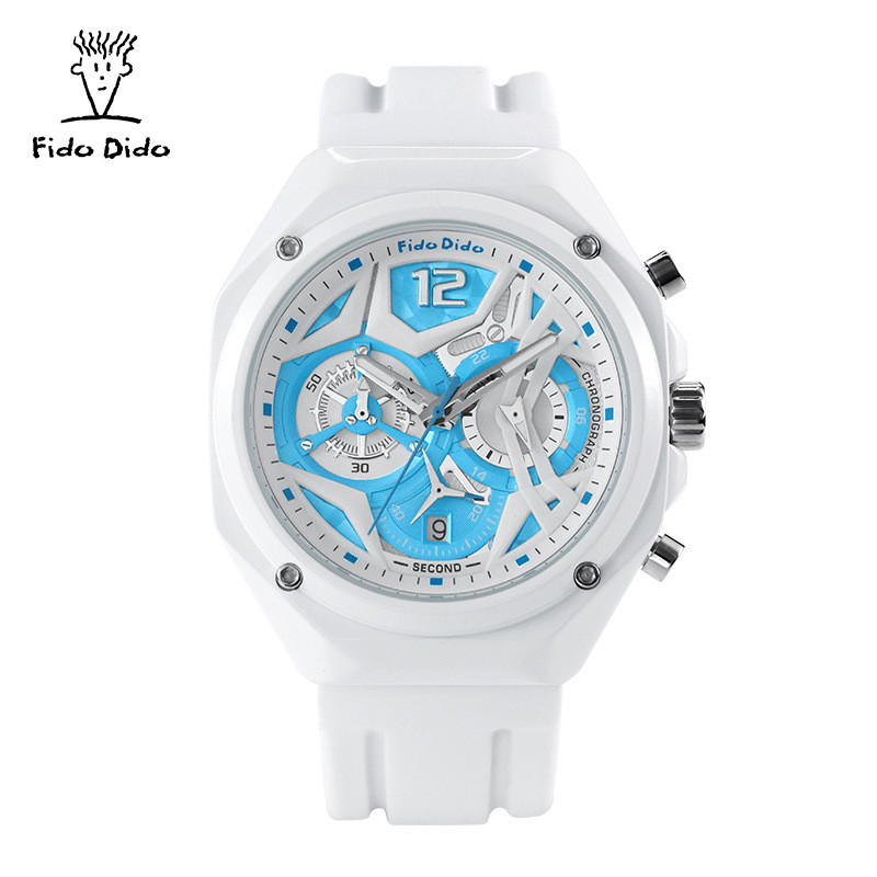 [คลังสินค้าพร้อม] FidoDido Seven Happiness Hawkeye Knight นาฬิกาผู้ชายคุณภาพสูงหกมือ