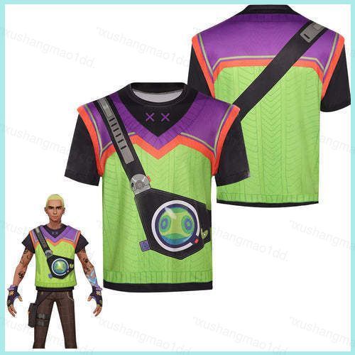 XS1 VALORANT Gekko คอสเพลย์ผ้า Full Graphic ฤดูร้อนเสื้อยืดอะนิเมะแขนสั้น XS1