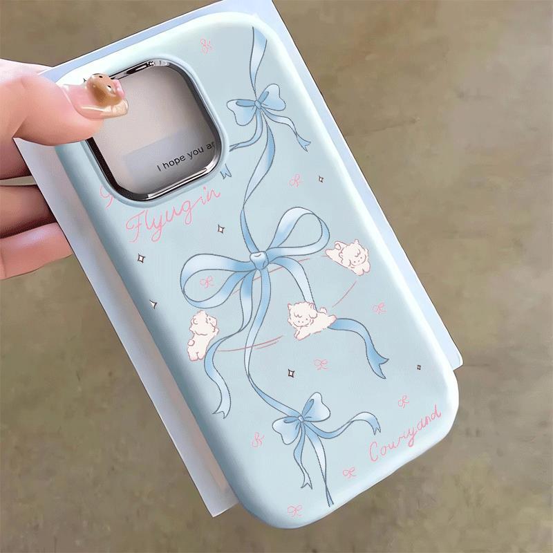 Blue Ribbon Puppy สําหรับ 16 17 เคสโทรศัพท์ 14 15 11 Chubby iPhone 13 กรอบโลหะ 7p 8p