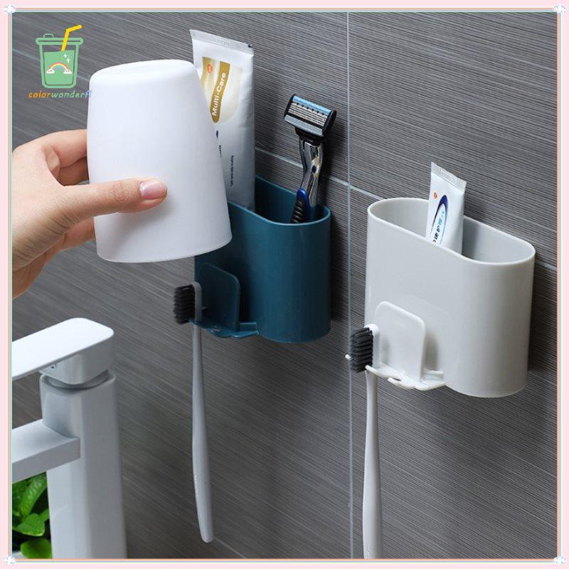 [สี] ที่ใส่แปรงสีฟัน Punch-free Wall-mounted Shaver ยาสีฟันน้ํายาบ้วนปากถ้วย Ra TH